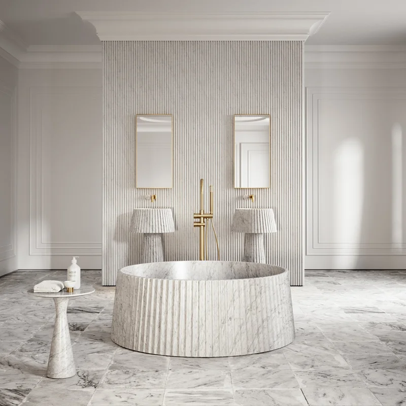 Lamp Carrara Marble Freestanding Bath 1350mm