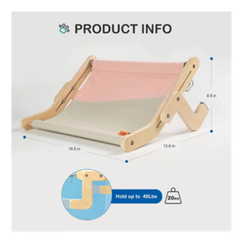 Mewoofun Cat Window Perch Assembly Hanging Bed Pink
