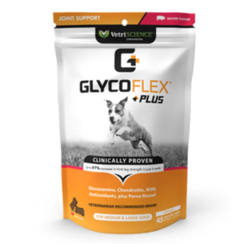 VetriScience GlycoFlex Plus Bacon Flavor Soft Chews Joint Supplement for Dogs 45 ct