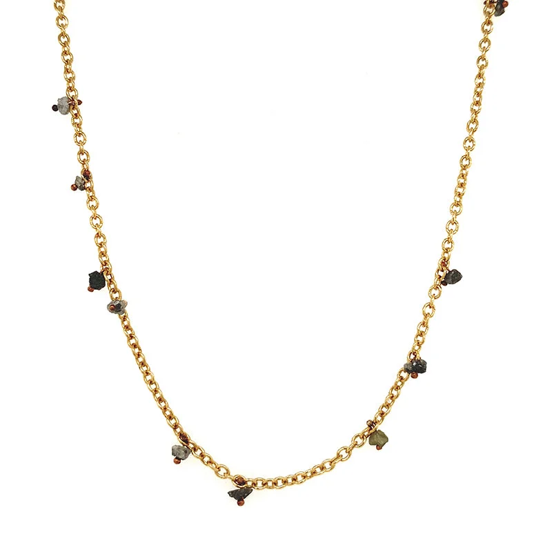 Raw Diamond Tassle Mixed Metal Necklace