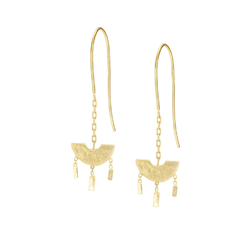 SALE - 18k Enchanting Half Moon Hook Earrings