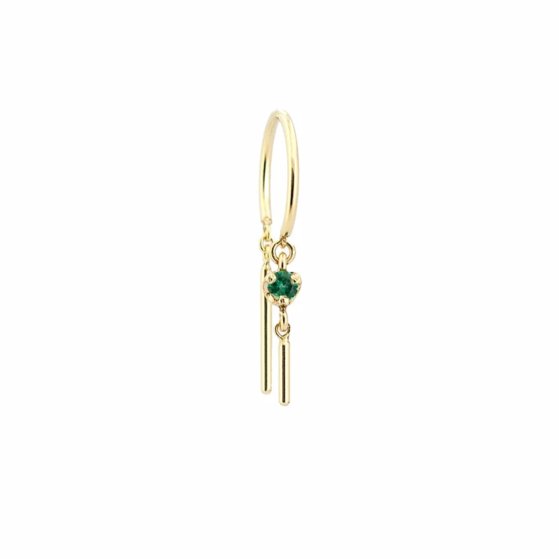 Gold + Emerald Baby Chime Earring - SINGLE