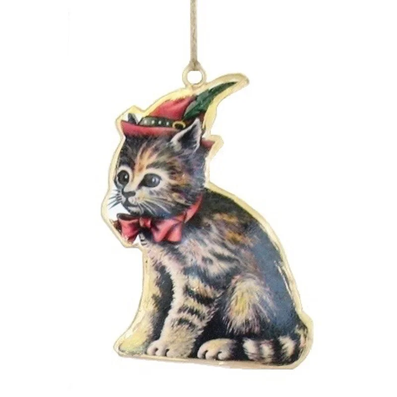 Kitten with Red Hat Ornament